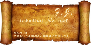 Friedenthal József névjegykártya